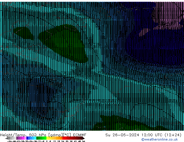 Height/Temp. 500 hPa ECMWF Dom 26.05.2024 12 UTC