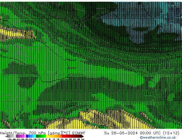 Height/Temp. 700 гПа ECMWF Вс 26.05.2024 00 UTC