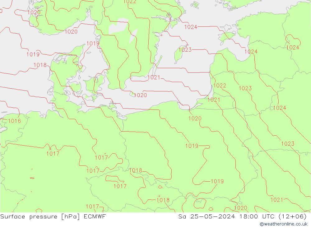 Surface pressure ECMWF Sa 25.05.2024 18 UTC