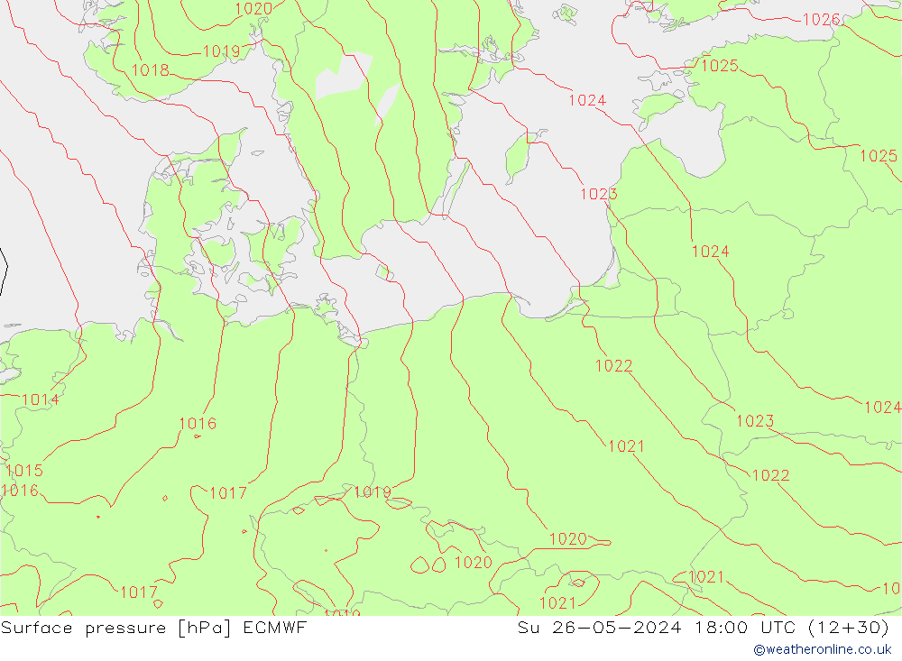 pressão do solo ECMWF Dom 26.05.2024 18 UTC