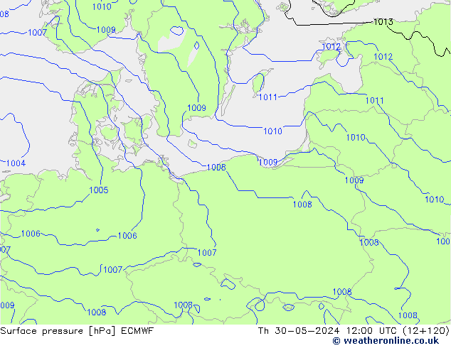 Surface pressure ECMWF Th 30.05.2024 12 UTC