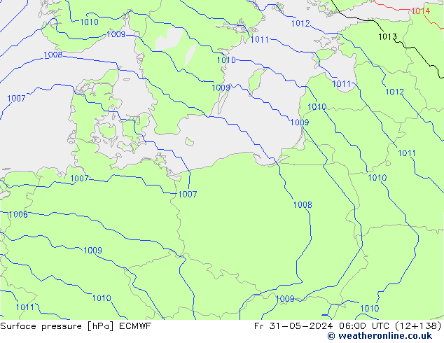 Atmosférický tlak ECMWF Pá 31.05.2024 06 UTC