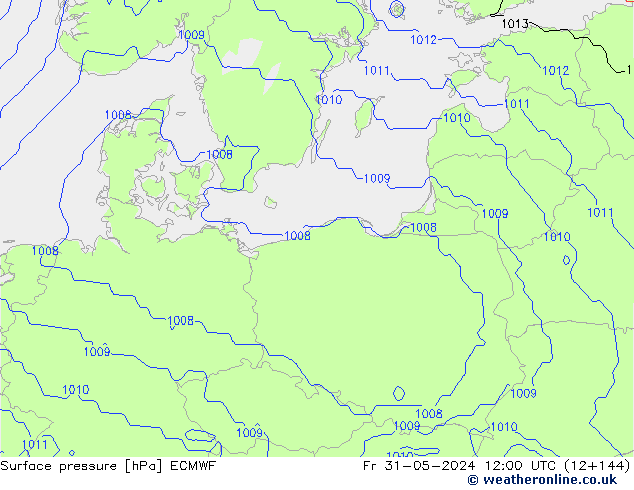 Luchtdruk (Grond) ECMWF vr 31.05.2024 12 UTC