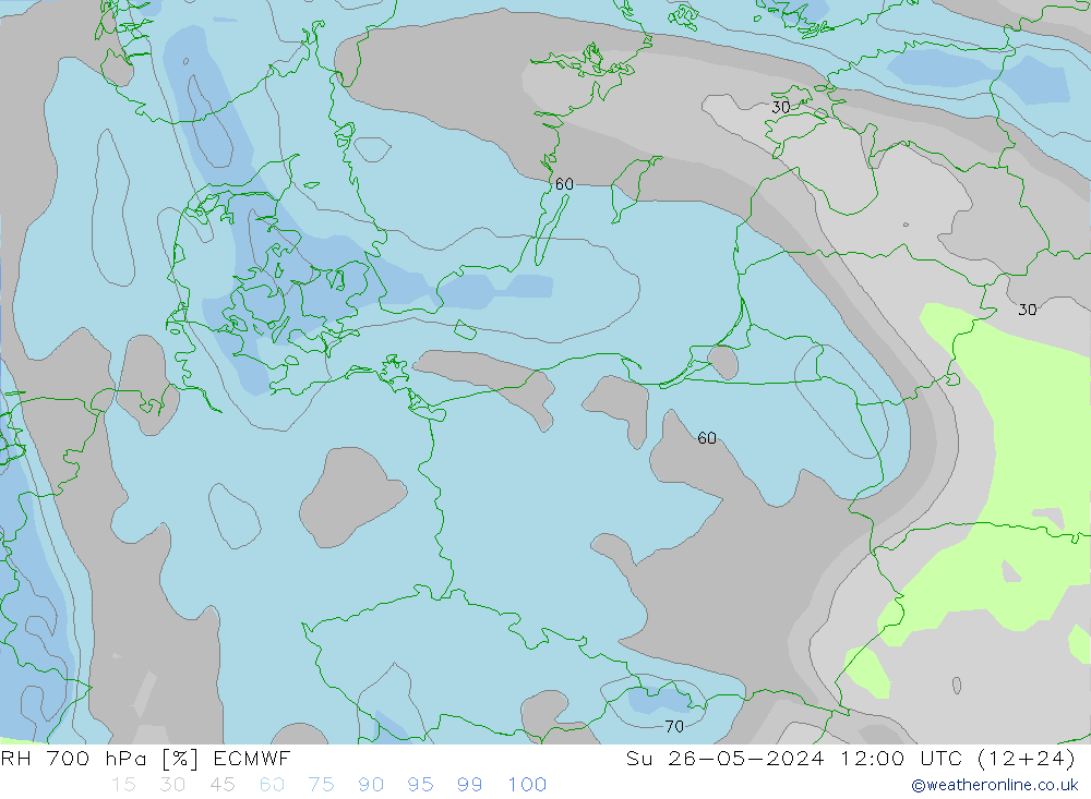 RH 700 hPa ECMWF Su 26.05.2024 12 UTC