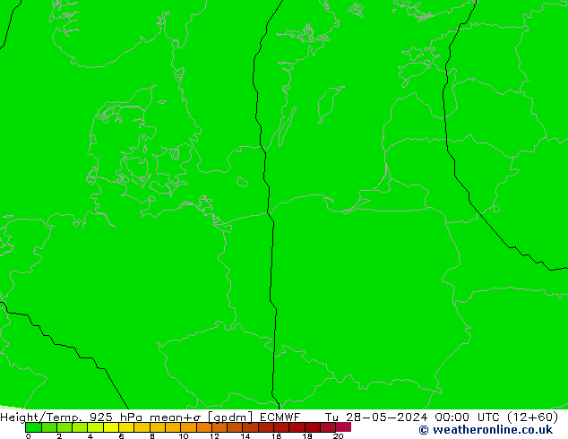 Height/Temp. 925 hPa ECMWF Di 28.05.2024 00 UTC