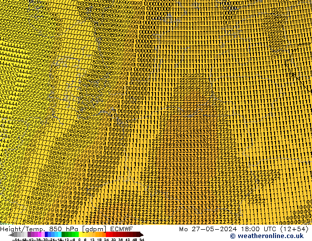 Height/Temp. 850 hPa ECMWF Mo 27.05.2024 18 UTC