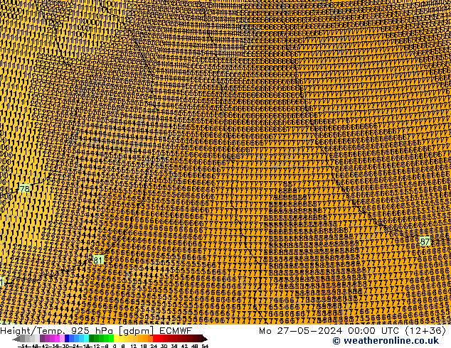 Geop./Temp. 925 hPa ECMWF lun 27.05.2024 00 UTC