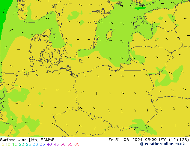 Surface wind ECMWF Fr 31.05.2024 06 UTC