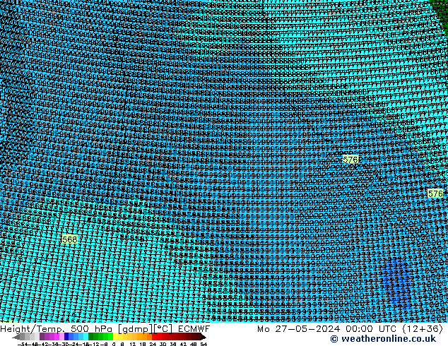 Height/Temp. 500 hPa ECMWF lun 27.05.2024 00 UTC