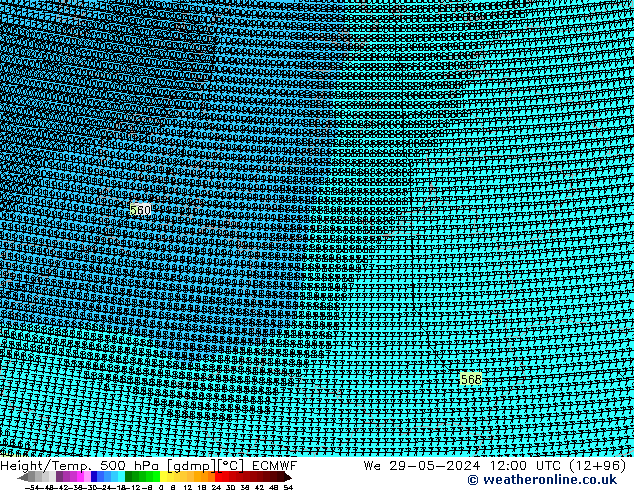 Geop./Temp. 500 hPa ECMWF mié 29.05.2024 12 UTC