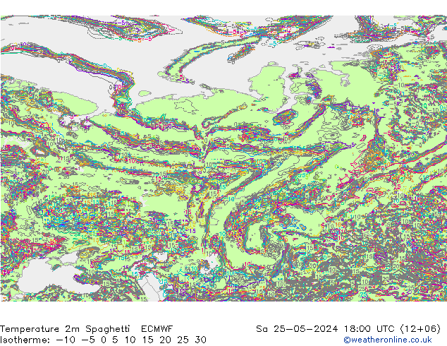 Temperature 2m Spaghetti ECMWF So 25.05.2024 18 UTC