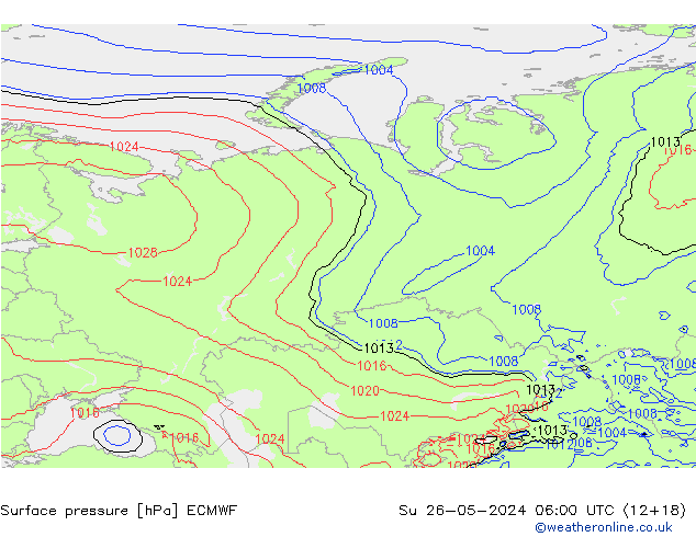 приземное давление ECMWF Вс 26.05.2024 06 UTC