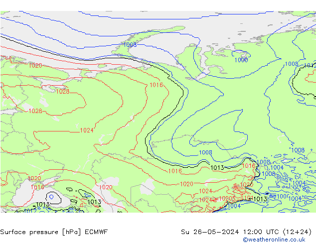 Surface pressure ECMWF Su 26.05.2024 12 UTC