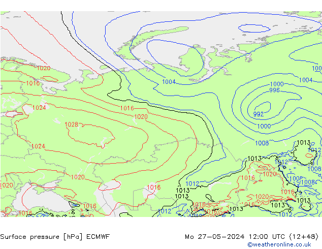 pressão do solo ECMWF Seg 27.05.2024 12 UTC