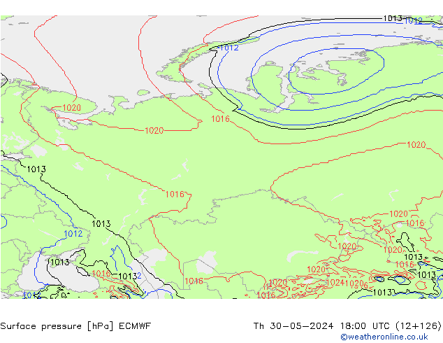 Surface pressure ECMWF Th 30.05.2024 18 UTC