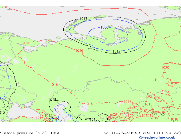 Presión superficial ECMWF sáb 01.06.2024 00 UTC