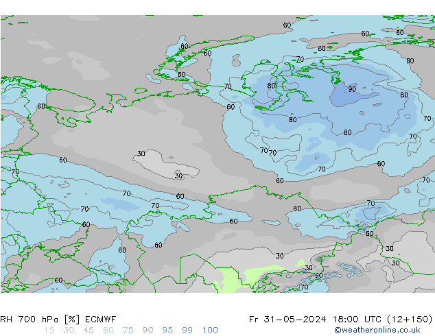 RH 700 hPa ECMWF ven 31.05.2024 18 UTC