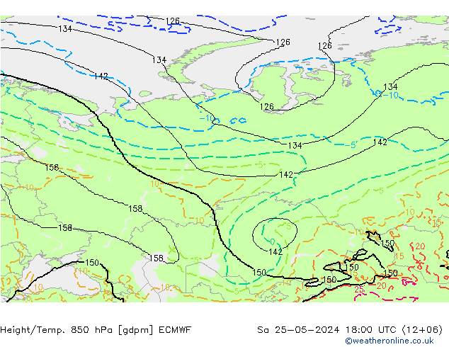 Hoogte/Temp. 850 hPa ECMWF za 25.05.2024 18 UTC