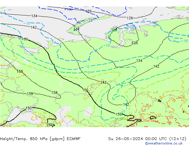 Height/Temp. 850 hPa ECMWF dom 26.05.2024 00 UTC