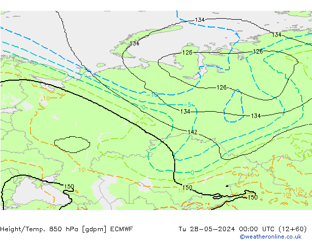 Height/Temp. 850 hPa ECMWF Di 28.05.2024 00 UTC