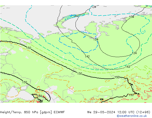 Height/Temp. 850 гПа ECMWF ср 29.05.2024 12 UTC