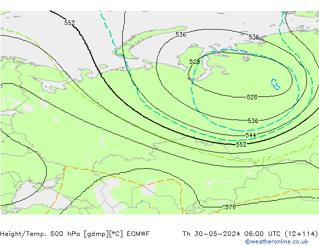 Height/Temp. 500 hPa ECMWF Th 30.05.2024 06 UTC