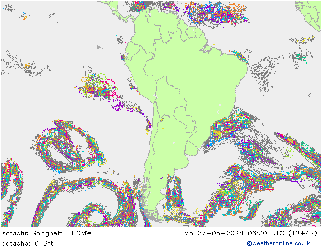 Isotachs Spaghetti ECMWF Mo 27.05.2024 06 UTC