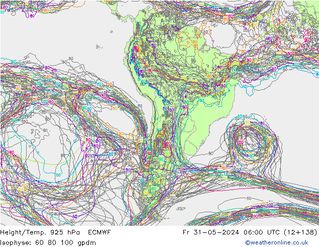 Height/Temp. 925 hPa ECMWF Fr 31.05.2024 06 UTC