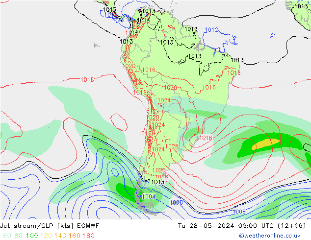 Jet stream/SLP ECMWF Tu 28.05.2024 06 UTC