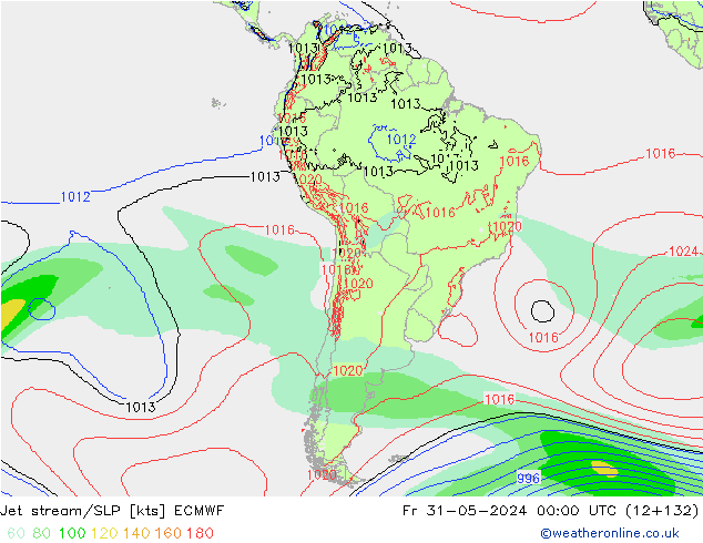 джет/приземное давление ECMWF пт 31.05.2024 00 UTC