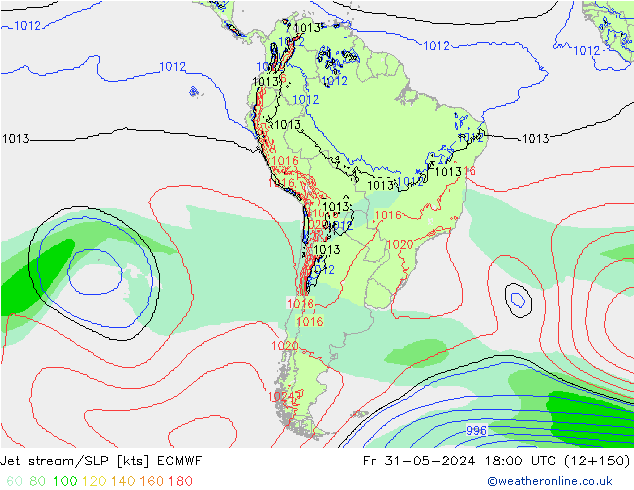 Jet Akımları/SLP ECMWF Cu 31.05.2024 18 UTC