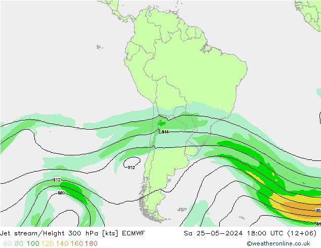 Jet stream/Height 300 hPa ECMWF Sa 25.05.2024 18 UTC