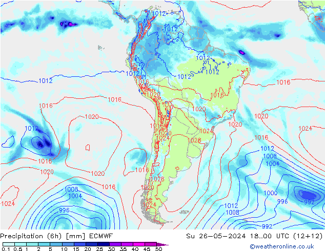 Yağış (6h) ECMWF Paz 26.05.2024 00 UTC