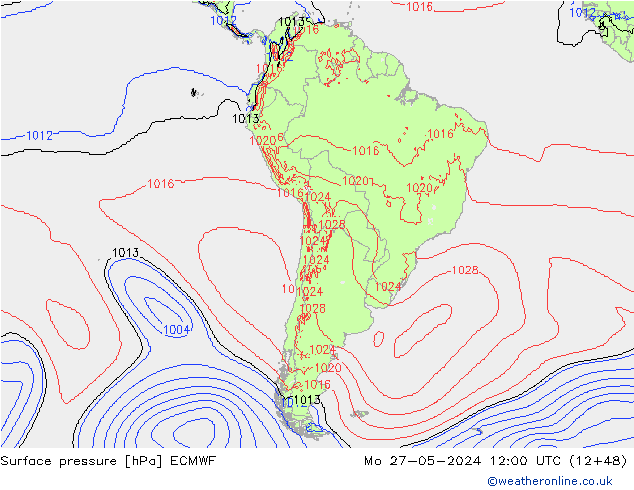 Surface pressure ECMWF Mo 27.05.2024 12 UTC