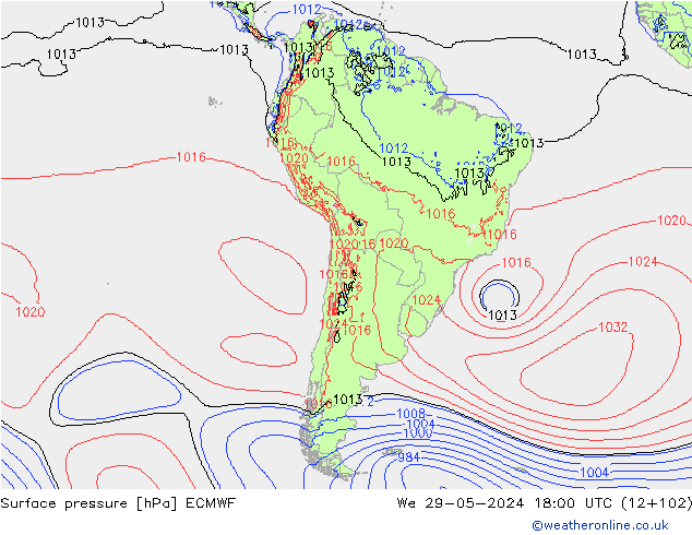 Yer basıncı ECMWF Çar 29.05.2024 18 UTC