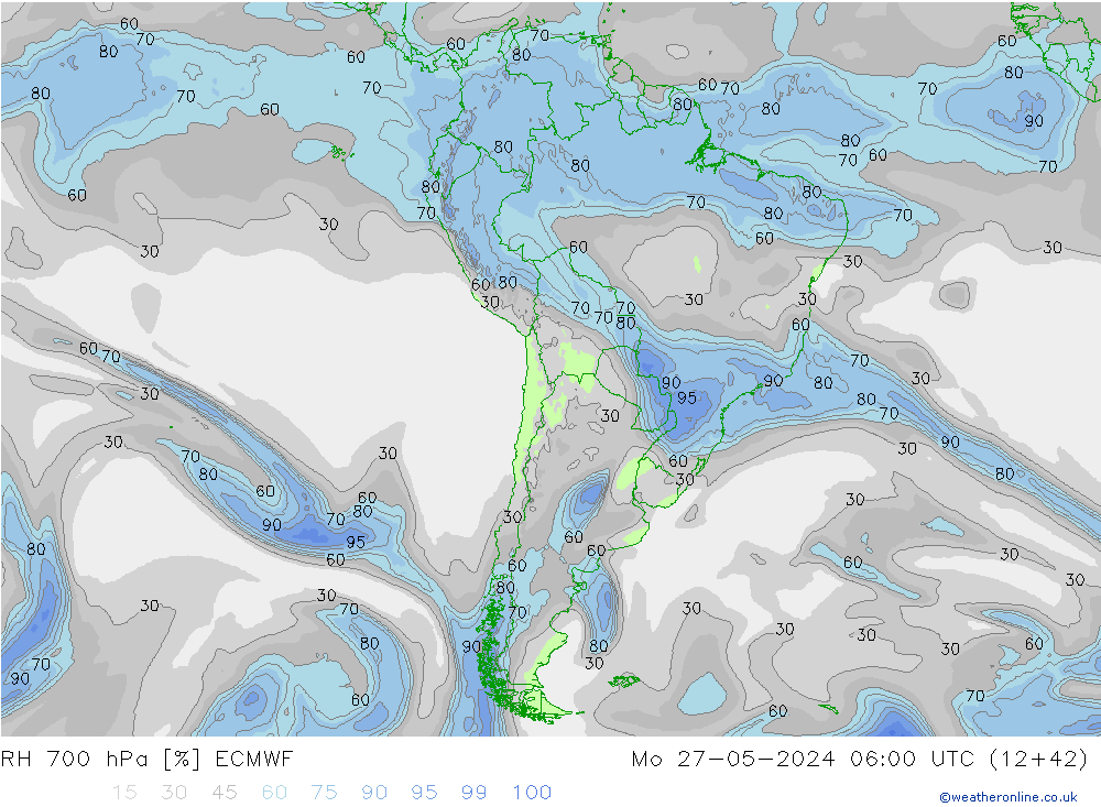 RH 700 hPa ECMWF Mo 27.05.2024 06 UTC