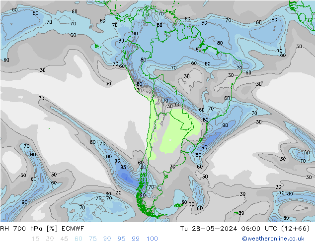 RH 700 hPa ECMWF Tu 28.05.2024 06 UTC