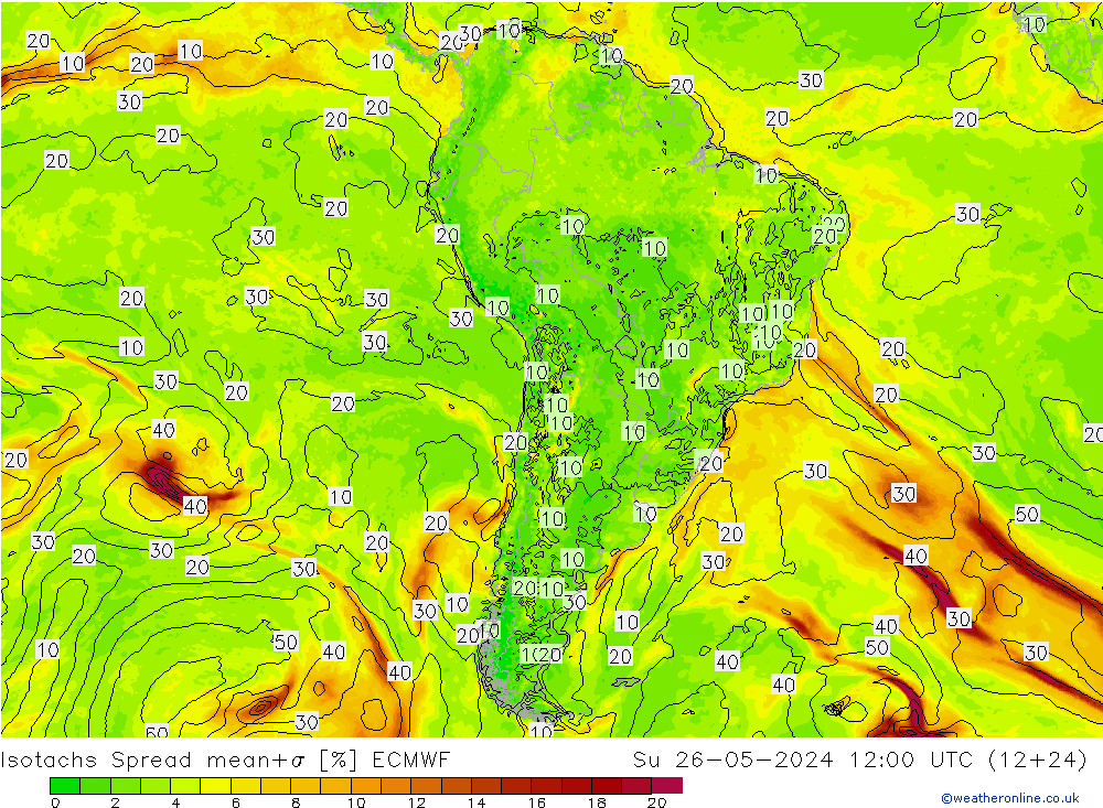 Isotachs Spread ECMWF Su 26.05.2024 12 UTC