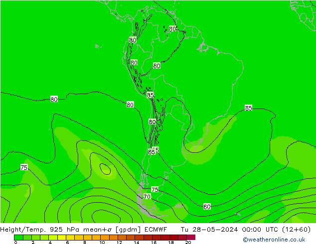 Height/Temp. 925 hPa ECMWF Tu 28.05.2024 00 UTC