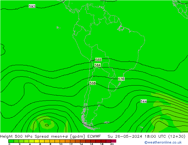 Height 500 hPa Spread ECMWF Ne 26.05.2024 18 UTC