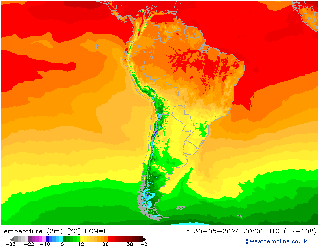 Temperature (2m) ECMWF Th 30.05.2024 00 UTC