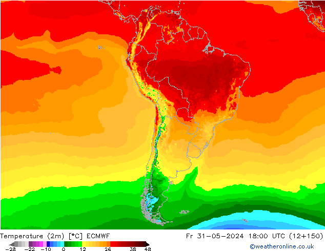 Sıcaklık Haritası (2m) ECMWF Cu 31.05.2024 18 UTC