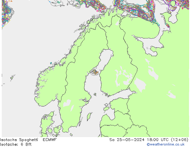 Isotachen Spaghetti ECMWF Sa 25.05.2024 18 UTC