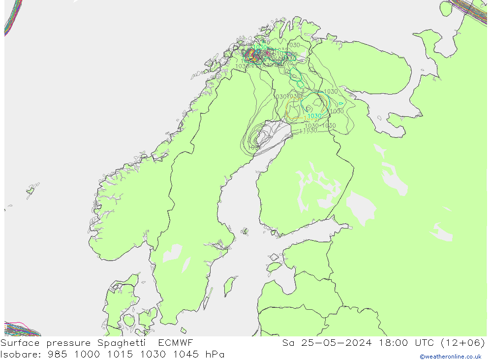 pression de l'air Spaghetti ECMWF sam 25.05.2024 18 UTC