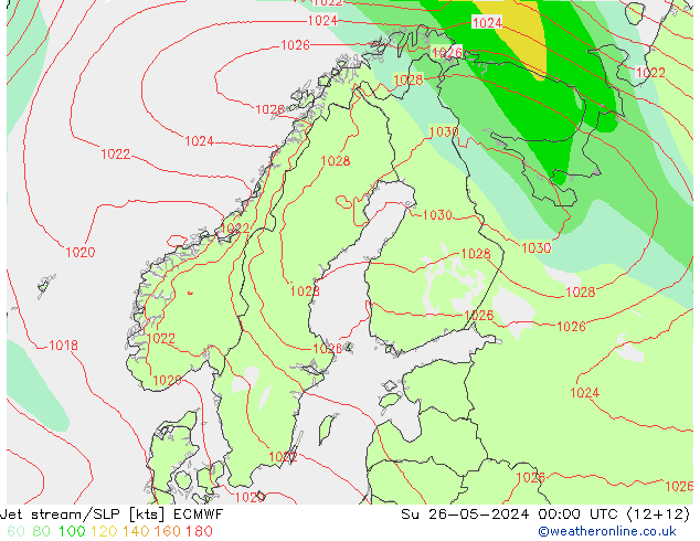 Jet stream/SLP ECMWF Ne 26.05.2024 00 UTC