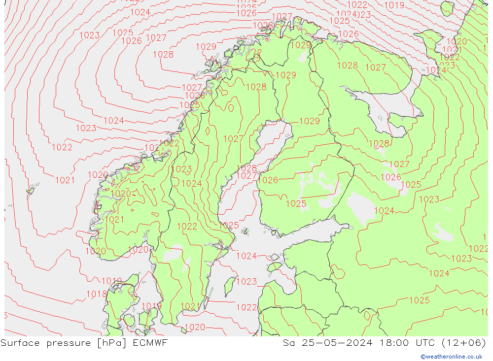 ciśnienie ECMWF so. 25.05.2024 18 UTC