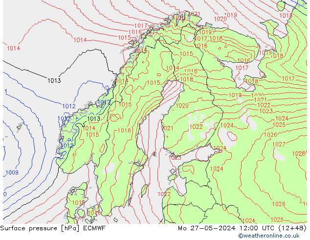 Surface pressure ECMWF Mo 27.05.2024 12 UTC