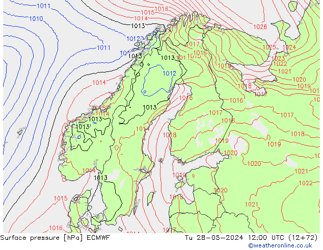 Presión superficial ECMWF mar 28.05.2024 12 UTC