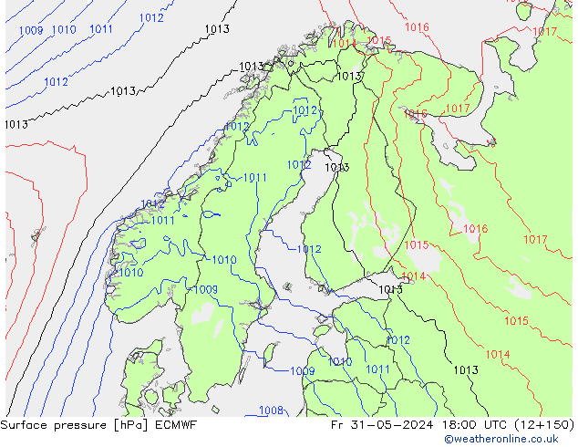 pressão do solo ECMWF Sex 31.05.2024 18 UTC