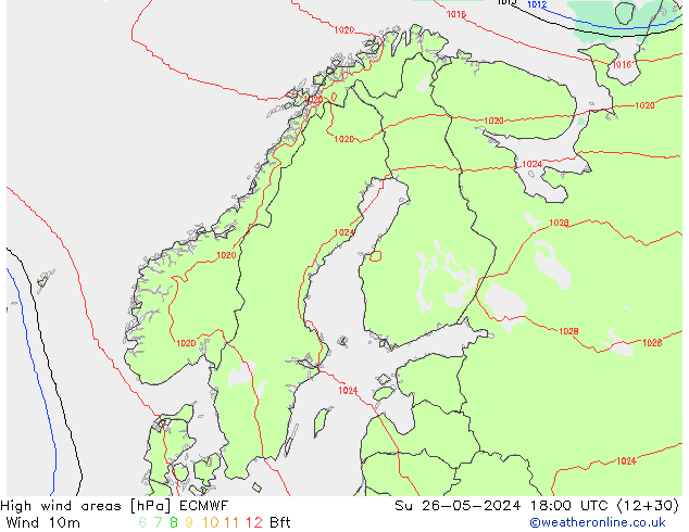 High wind areas ECMWF dom 26.05.2024 18 UTC